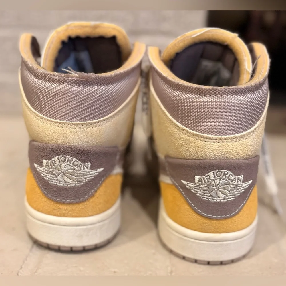 Jordan High-Top Sneakers in Cream, Brown & Yellow